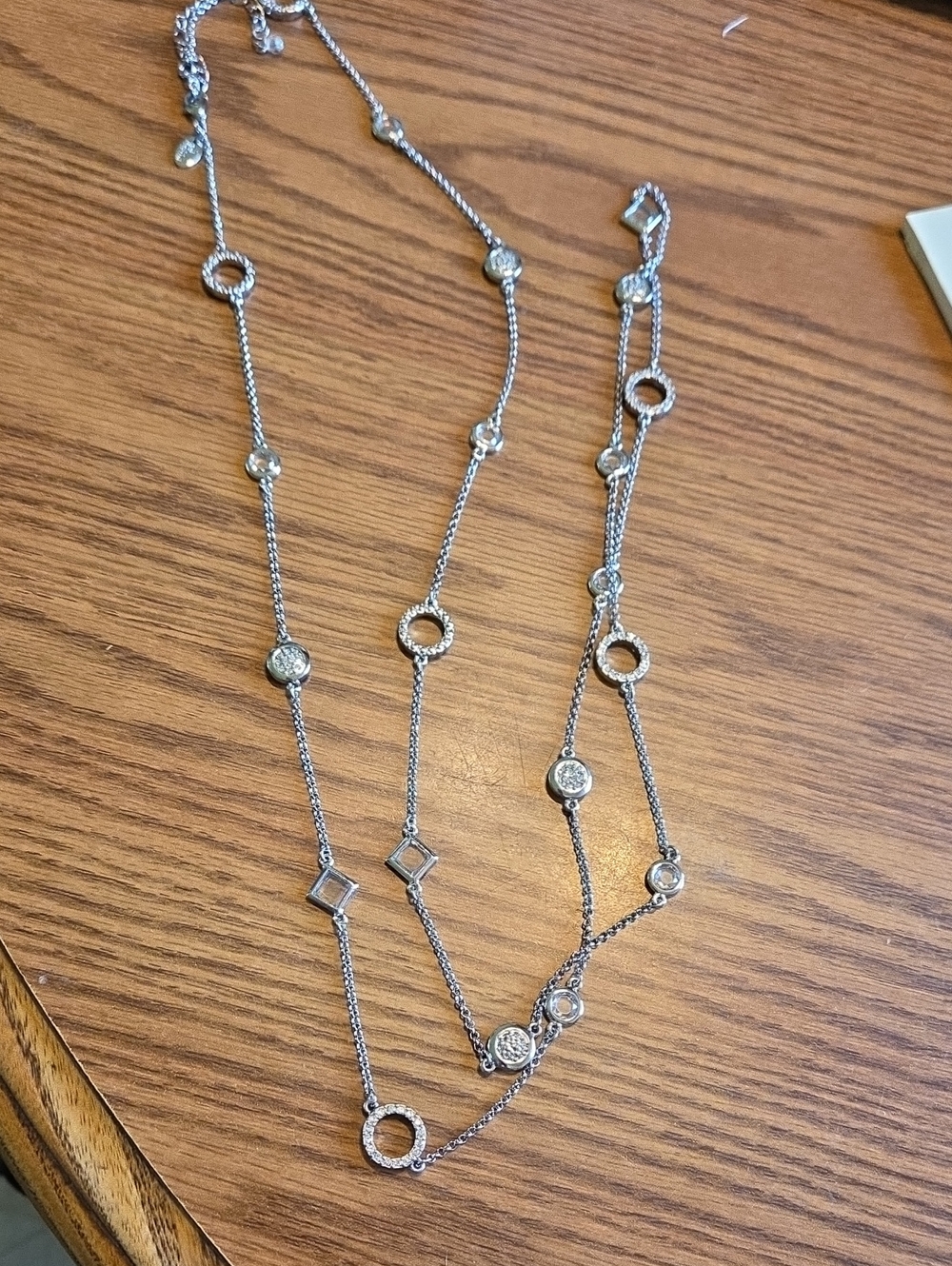 Lia Sophia Silver-Tone Station Necklace with Clear Accents